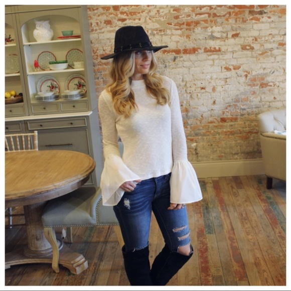 Infinity Raine Tops - LAST ONE! Off White Soft Knit Bell Sleeve Top